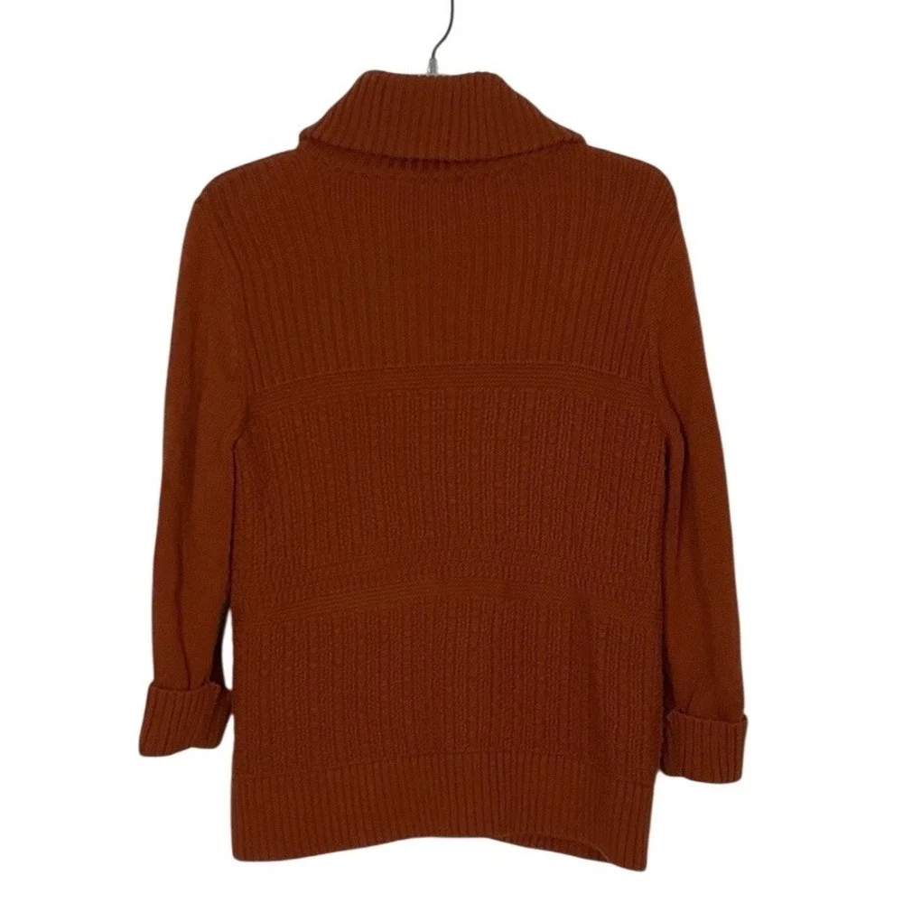 Christopher & Banks Women's Medium Orange Ribbed Zip‎ Up Knit Sweater Jacket
